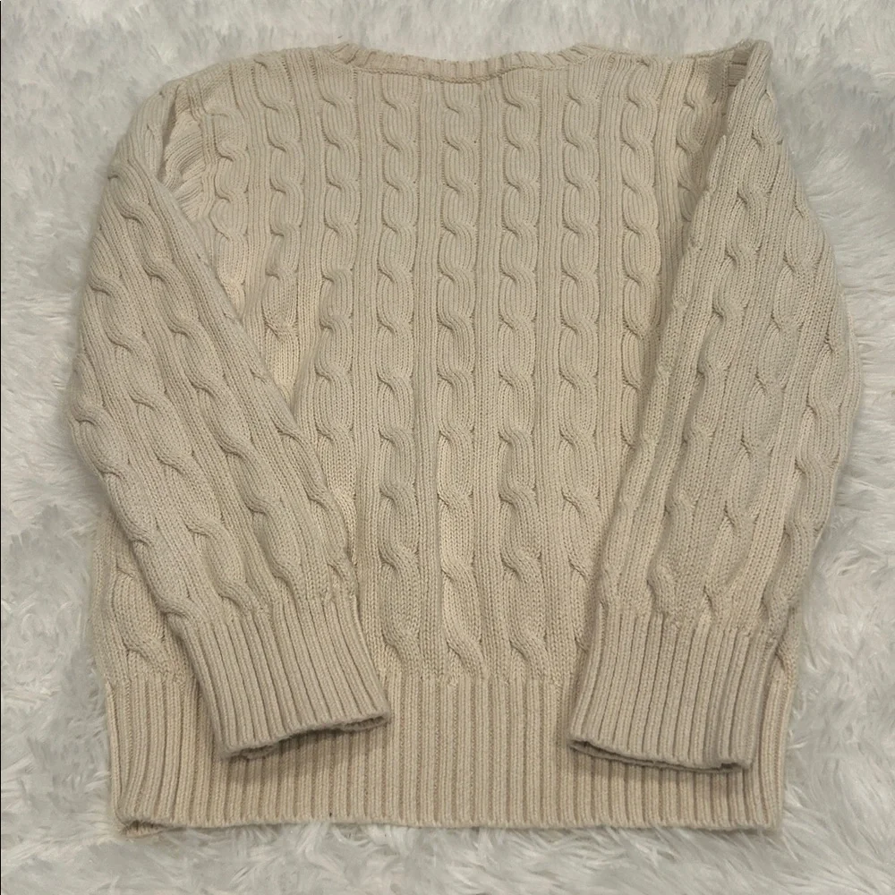 Ralph Lauren Boy’s Beige Cable Knit Crewneck Sweater - Picture 4 of 5